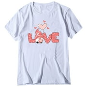 ICHAUNYI Ichuanyi Women's Casual Love Letter Printing Short Sleeve T-Shirt Tops Valentine's Shirts