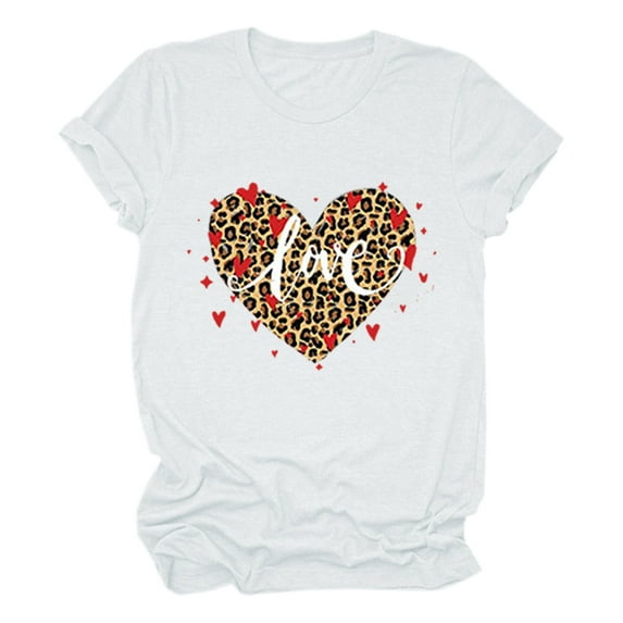 Ichuanyi Women's Casual Love Letter Printing Short Sleeve T-Shirt Tops Valentine's Shirts