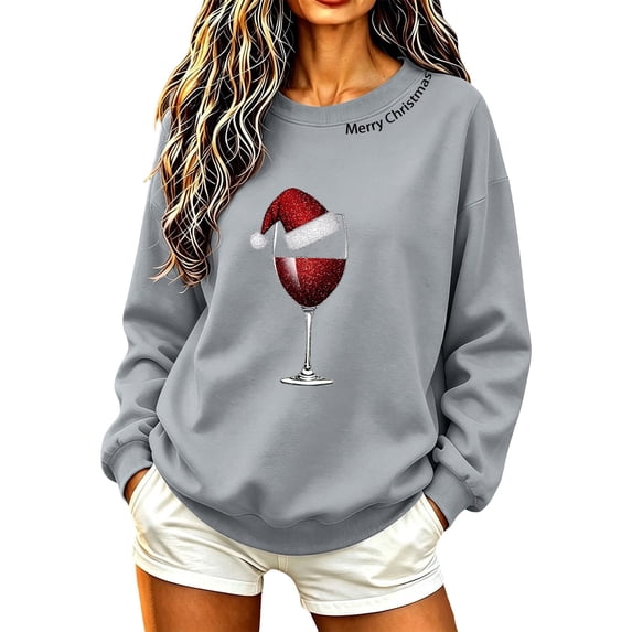 Ichuanyi Women's Crewneck Long Sleeve Christmas Graphic Sweatshirt Cute Christmas Print Casual Pullover Top