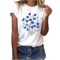 thumbnail image 1 of Ichuanyi Women's Fashion Floral Plant Print Short Sleeve Tee Female Round Neck Loose T-shirt, 1 of 5