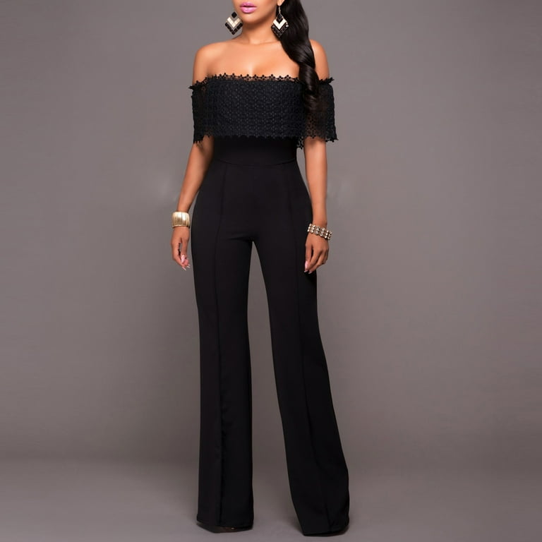 Fashion Sexy Lace Off Shoulder Jumpsuit Romper Fashion Sexy Lace Off Shoulder Jumpsuit Romper