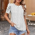 thumbnail image 1 of Ichuanyi Women's Polka Dot Puff Sleeve Blouse Tops Ladies Casual Office Work Crew Neck T-Shirt, 1 of 5