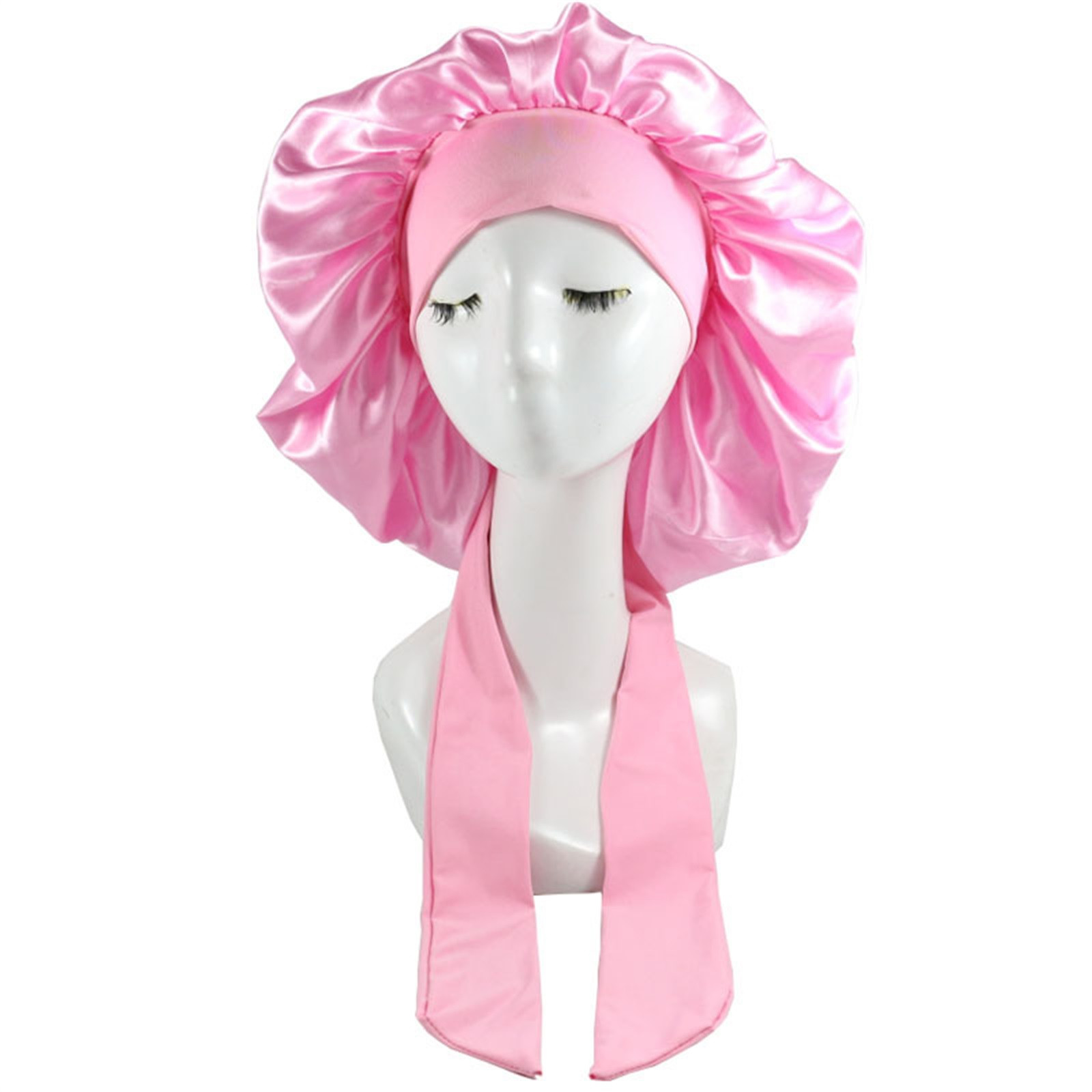 Ichuanyi Women's Satin Solid Broad-brimmed Hairband Sleep Cap Strap High Elastic Lace-up Shower Cap Women - image 1 of 2