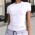 thumbnail image 1 of Ichuanyi Women's Solid Color T-Shirt Casual Summer Short Sleeve Crewneck Loose Casual Basic Tee Tops Blouse, 1 of 7