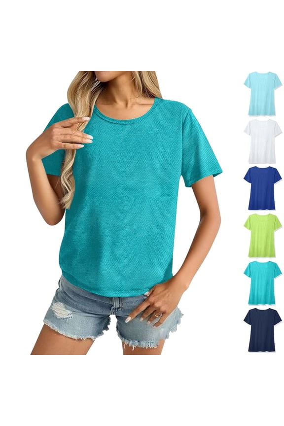 Ichuanyi Women's Solid Short Sleeve Quick Dry T-Shirts Wicking Moisture Workout Athletic Running Shirts