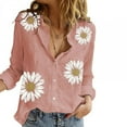 thumbnail image 1 of Ichuanyi Women's Trendy Mushroom Button Down Cotton Linen Shirts for Women Long Sleeve Graphic Tee Winter Basic T-Shirt V-Neck Tunic Tops OL Office Ladies Work Blouses, 1 of 4