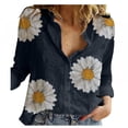 thumbnail image 1 of Ichuanyi Women's Trendy Mushroom Button Down Cotton Linen Shirts for Women Long Sleeve Graphic Tee Winter Basic T-Shirt V-Neck Tunic Tops OL Office Ladies Work Blouses, 1 of 4