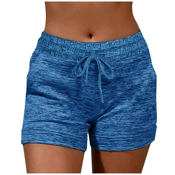 Ichuanyi Womens Casual Shorts Drawstring Elastic Waist Summer Shorts Comfy Pocketed Solid Pants