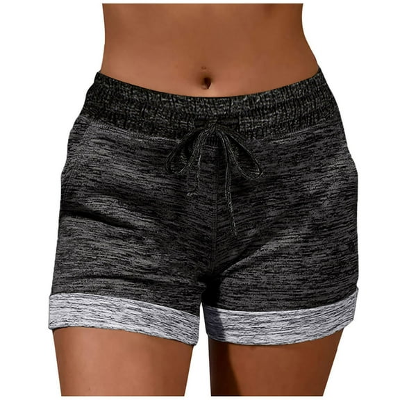 Ichuanyi Womens Casual Shorts Drawstring Elastic Waist Summer Shorts Comfy Pocketed Solid Pants