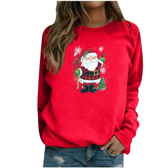 Ichuanyi Womens Fall Tops, Christmas Fashion Women's Casual Long Sleeve Printed Ladies Sweatshirts Tops