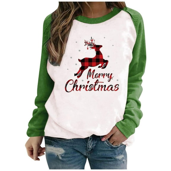 Ichuanyi Womens Fall Tops, Christmas Fashion Women's Casual Long Sleeve Printed Ladies Sweatshirts Tops