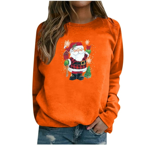 Ichuanyi Womens Fall Tops, Christmas Fashion Women's Casual Long Sleeve Printed Ladies Sweatshirts Tops