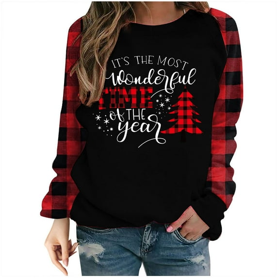 Ichuanyi Womens Fall Tops, Christmas Fashion Women's Casual Long Sleeve Printed Ladies Sweatshirts Tops