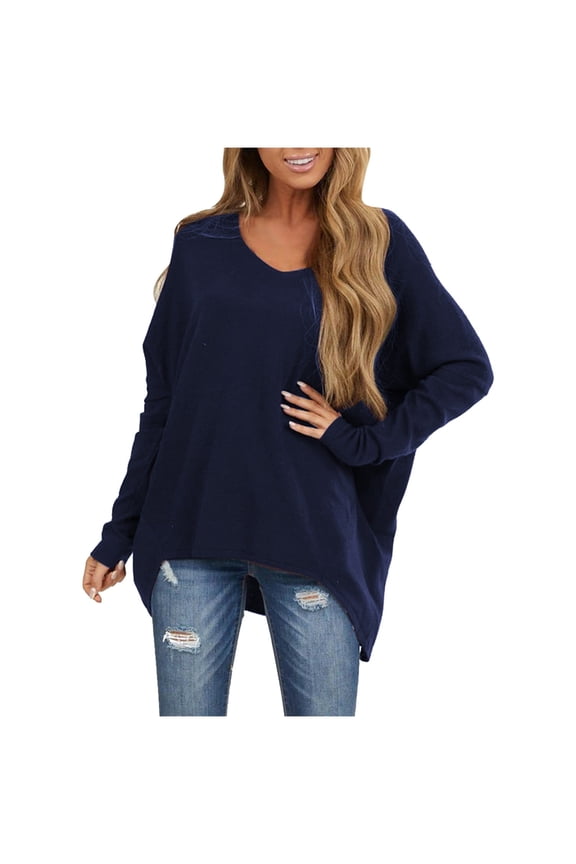 Ichuanyi Womens Fall Tops, Fashion Womens Solid Color Long Sleeve V Neck Tee Casual Popular Blouse Tops