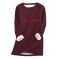 thumbnail image 1 of Ichuanyi Womens Fall Tops, Clearance Women Thick Faux Fleece Thanksgiving Sweatshirt Christmas Print Velvet Warm O-neck Underwear Top, 1 of 3