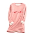 thumbnail image 1 of Ichuanyi Womens Fall Tops, Clearance Women Thick Faux Fleece Thanksgiving Sweatshirt Christmas Print Velvet Warm O-neck Underwear Top, 1 of 3