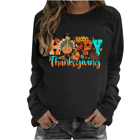 Ichuanyi Womens Fall Tops, Women's Fashion Letters Print Round Neck Casual Graphic Sweatshirt Top