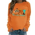 thumbnail image 1 of Ichuanyi Womens Fall Tops, Women's Fashion Letters Print Round Neck Casual Graphic Sweatshirt Top, 1 of 4