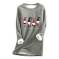 thumbnail image 1 of Ichuanyi Womens Fall Tops, Women Thick Fleece Sweatshirt Christmas Print Velvet Warm O-neck Underwear Top, 1 of 3