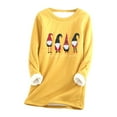 thumbnail image 1 of Ichuanyi Womens Fall Tops, Women Thick Fleece Sweatshirt Christmas Print Velvet Warm O-neck Underwear Top, 1 of 3
