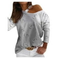 thumbnail image 1 of Ichuanyi Womens Fall Tops, Women's Fashion Tie-dye Print V-Neck Plus Size Long-Sleeve Tops Blouse, 1 of 5
