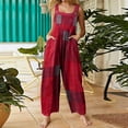 thumbnail image 1 of Ichuanyi Womens Fashion Ethnic Style Patchwork Vintage Printed Buttons Suspender Jumpsuit, 1 of 5