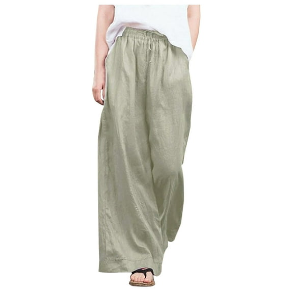 Ichuanyi Womens Pants , Fashion Women Loose Solid Color Casual Wide Leg Pants Cotton Linen Trousers