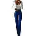 thumbnail image 1 of Ichuanyi Womens Pants Clearance, Women Fashion Solid Elasticity Leggings Bell-bottoms Pants, 1 of 5