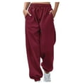 thumbnail image 1 of Ichuanyi Womens Pants , Women's Fashion Casual Solid Elastic Waist Trousers Long Straight Pants, 1 of 9