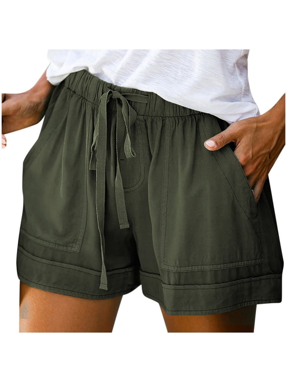 Ichuanyi Womens Pants , Womens Comfy Drawstring Splice Casual Elastic Waist Pocketed Loose Shorts Pants