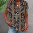 thumbnail image 1 of Ichuanyi Womens Printed Tops Short Sleeve Shirts Dressy Casual Henley V-Neck Summer Tops T-Shirts Loose Fit Tunic Blouses, 1 of 5
