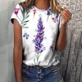 thumbnail image 1 of Ichuanyi Womens Shirts, Adult Fashion Woman Round Neck Short Sleeve Tops T-Shirt Prints Loose Blouse, 1 of 6