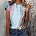 thumbnail image 1 of Ichuanyi Womens Shirts, Adult Fashion Woman Round Neck Short Sleeve Tops T-Shirt Prints Loose Blouse, 1 of 6