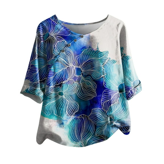 Ichuanyi Womens Shirts , Fashion Woman Causal Round Neck Printing Blouse 1/2Sleeve T-Shirt Summer Tops
