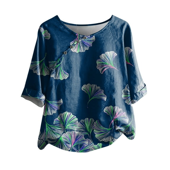 Ichuanyi Womens Shirts Clearance, Fashion Woman Causal Round Neck Printing Blouse 1/2Sleeve T-Shirt Summer Tops