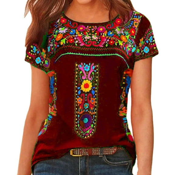 Ichuanyi Womens Shirts , Fashion Woman Causal Round Neck Printing Blouse Short Sleeve T-Shirt Summer Tops