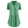 thumbnail image 1 of Ichuanyi Womens Shirts, Fashion Women Casual Plus Size Lace Solid Short Sleeves V-Neck Shirt Blouse Tops, 1 of 3