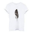 thumbnail image 1 of Ichuanyi Womens Shirts, Fashion Women O-Neck Short Sleeve T-Shirt Feather Print Casual Top Tee Blouse, 1 of 6