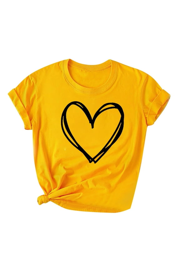 Ichuanyi Womens Shirts , Fashion Women Valentine's Day Print Short Sleeve T-shirt Novelty Graphic Tops