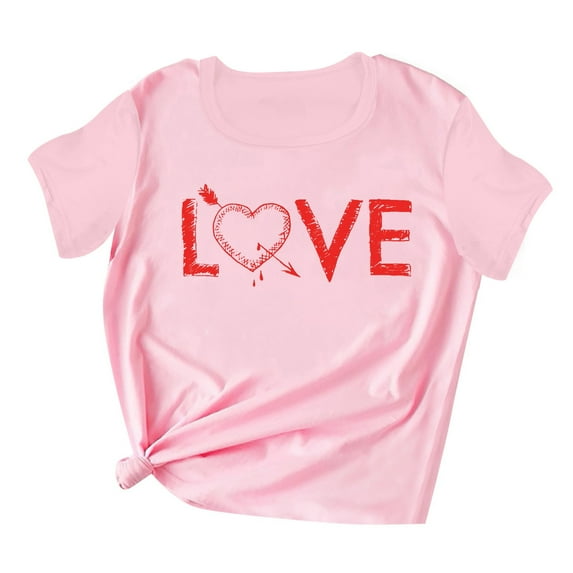 Ichuanyi Womens Shirts , Fashion Women Valentine's Day Print Short Sleeve T-shirt Novelty Graphic Tops