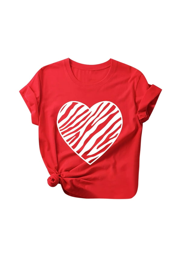 Ichuanyi Womens Shirts , Fashion Women Valentine's Day Print Short Sleeve T-shirt Novelty Graphic Tops
