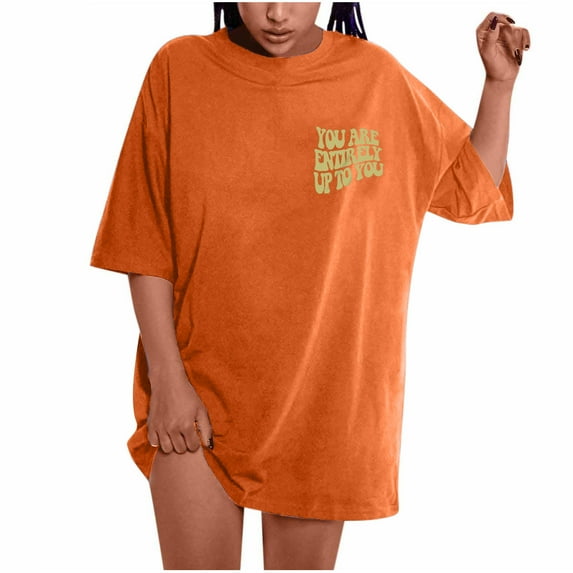 Ichuanyi Womens Shirts , Oversized T Shirts For Women Plus Size Slogan Graphic Drop Shoulder Short Sleeve Tops Summer Loose Pullover Tees