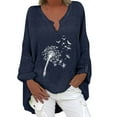 thumbnail image 1 of Ichuanyi Womens Shirts , Plus Size Women Casual Long Sleeve Solid Loose V-neck Shirt Blouse Top, 1 of 5