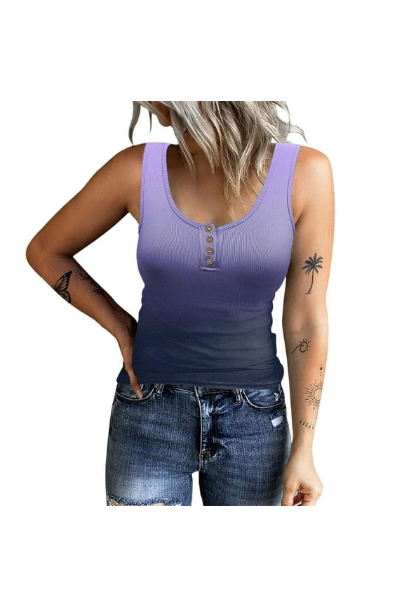 Ichuanyi Womens Shirts , Tank Top For Women Sexy O Neck Sleeveless Vest Summer Trendy Slim Skinny Pullover Tunic Tees