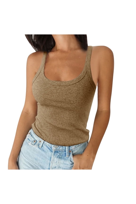 Ichuanyi Womens Shirts , Tank Top For Women Sexy O Neck Sleeveless Vest Summer Trendy Slim Skinny Pullover Tunic Tees