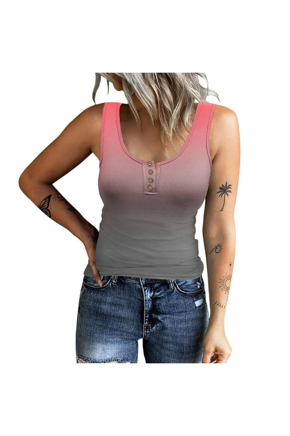 Ichuanyi Womens Shirts , Tank Top For Women Sexy O Neck Sleeveless Vest Summer Trendy Slim Skinny Pullover Tunic Tees