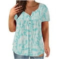 thumbnail image 1 of Ichuanyi Womens Shirts , Women Plus Size V-neck Tie-dye Print Button Short Sleeve Tops T-Shirt Blouse, 1 of 6