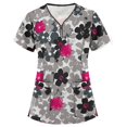 thumbnail image 1 of Ichuanyi Womens Shirts , Women Short Sleeve V-neck Tops Working Uniform Blouse, 1 of 4