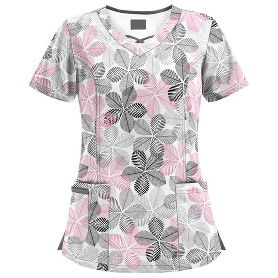 Ichuanyi Womens Shirts , Women Short Sleeve V-neck Tops Working Uniform Blouse