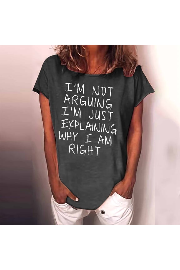 Ichuanyi Womens Shirts , Women's Casual T-Shirt Funny Letter Printed Short Sleeve O-Neck Tees Top